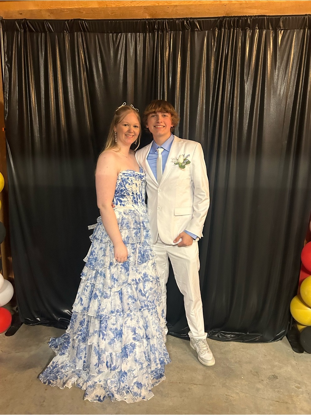 Sherri Hill Blue & Fuchsia Ruffled Prom Gowns - Picture 3 of 3